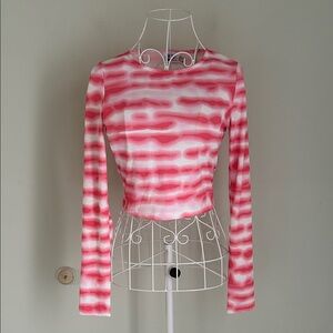 Princess Polly Pink and White Patterned Long Sleeve Top